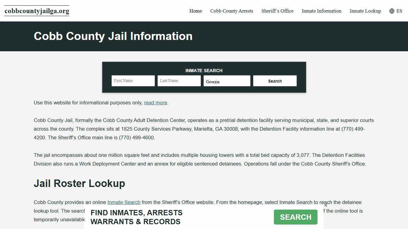 Cobb County, GA Jail Roster, Inmate Info